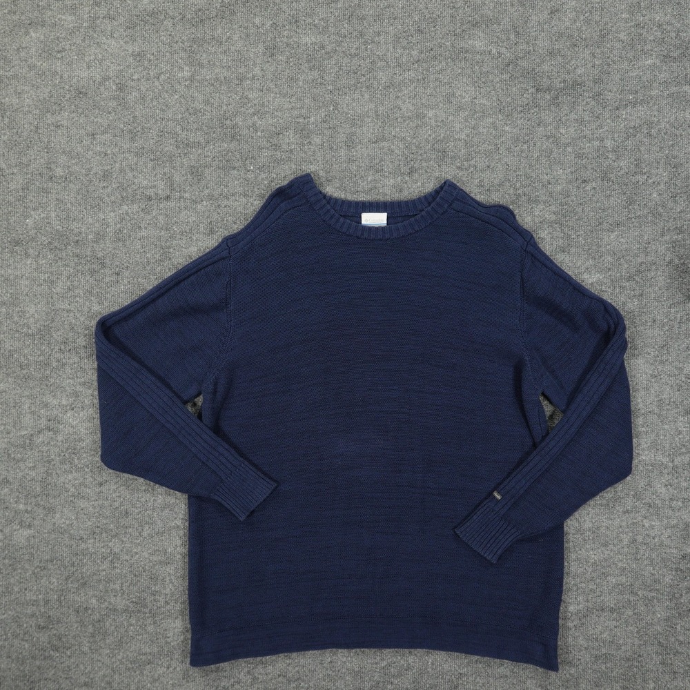 Columbia Sweater Mens 2XL Navy Blue Cotton Crewneck Knit Pullover Casual